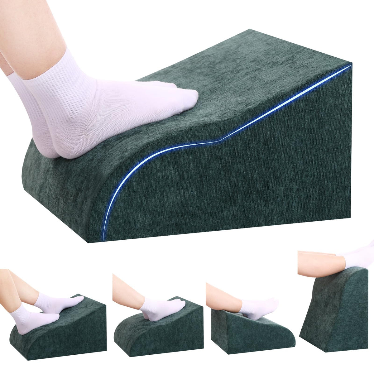 Foot Rest for Under Desk at Work, Ergonomic Under Desk Footrest with Washable Cover for Office, Home & Gaming Leg Elevation Pillow Black