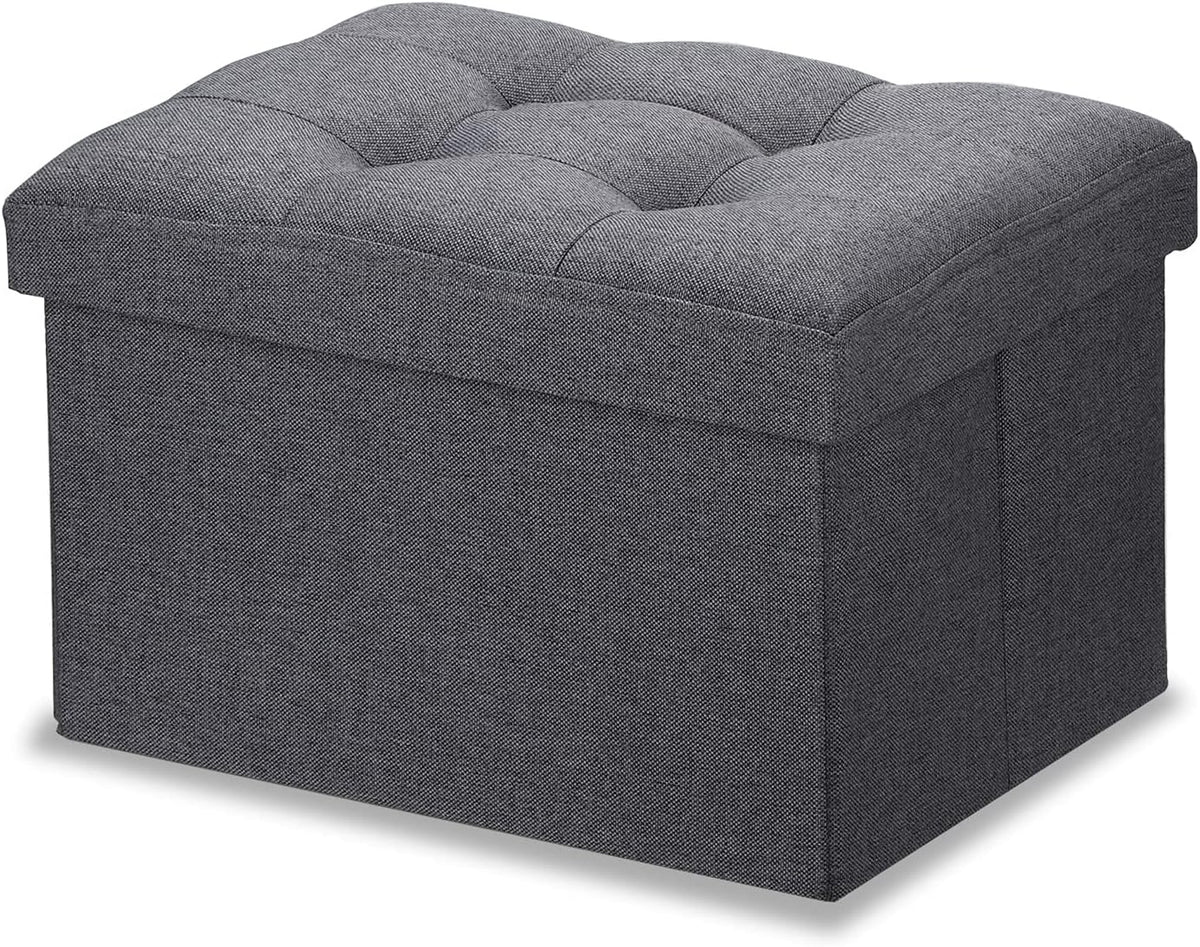 LINMAGCO Ottoman with Storage Small Foot Rest Stool Under Desk Stool Short Folding Footrest for Living Room Bedroom Home Office Dorm Dark Gray 16X12X12IN