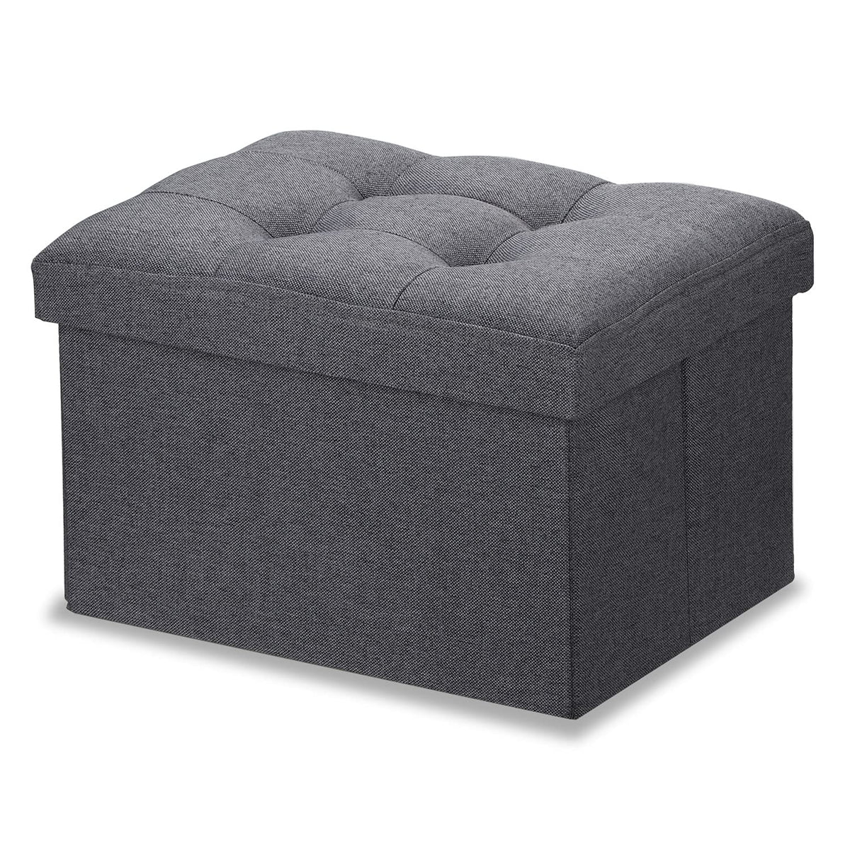 LINMAGCO Ottoman with Storage Small Foot Rest Stool Under Desk Stool Short Folding Footrest for Living Room Bedroom Home Office Dorm Dark Gray 16X12X12IN