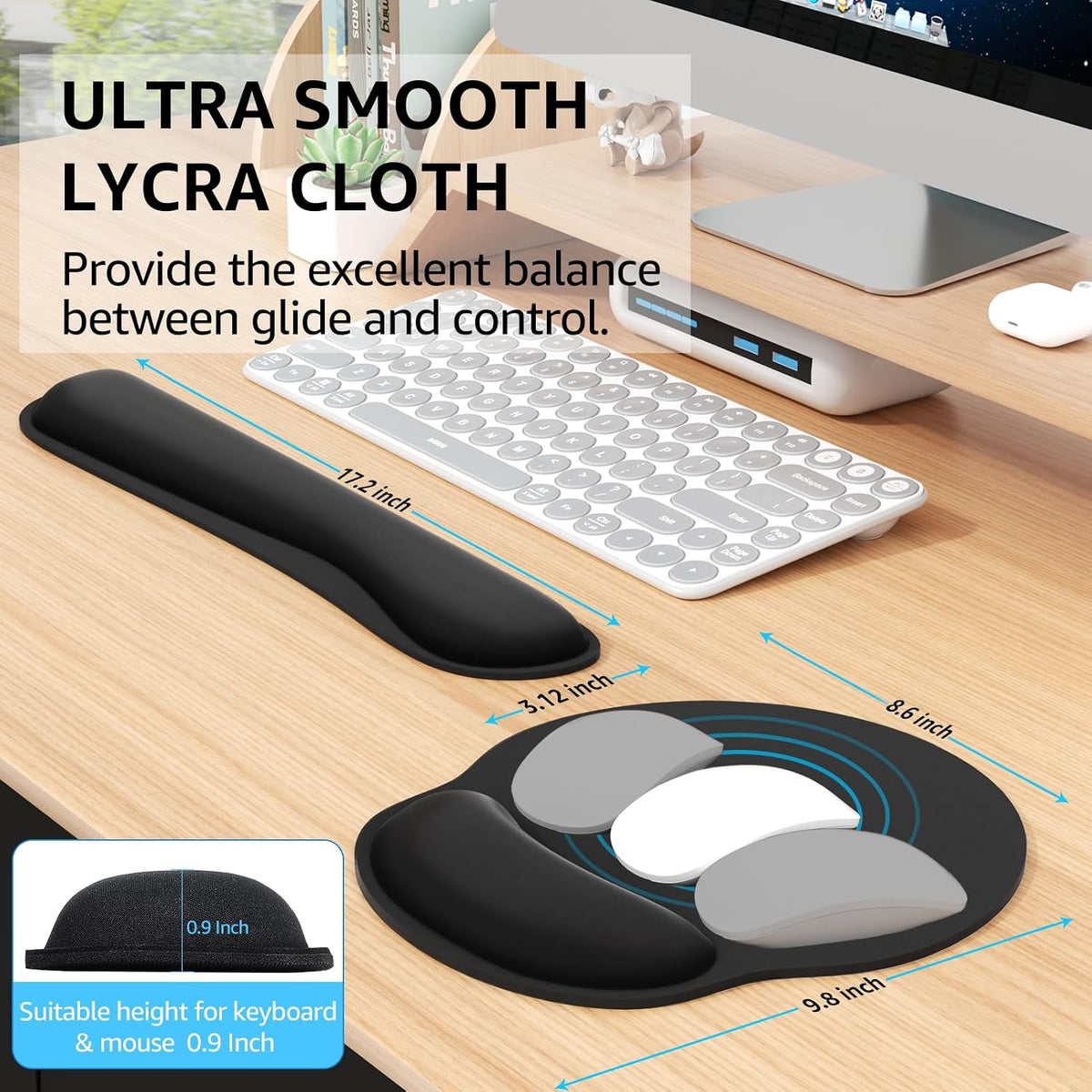 KTRIO Keyboard Wrist Rest & Mouse Pad with Wrist Rest, Black