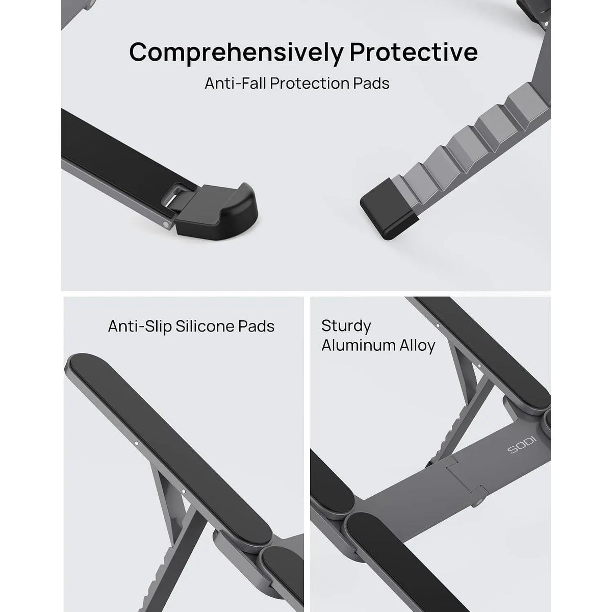 Ultra Compact Foldable & Portable Laptop Stand for Desk, Lightweight Tablet Stand for Business Travel, Library, Cafe, 6-Level Height Ergonomic Aluminum Computer Holder for 10-16" LaptopsGift