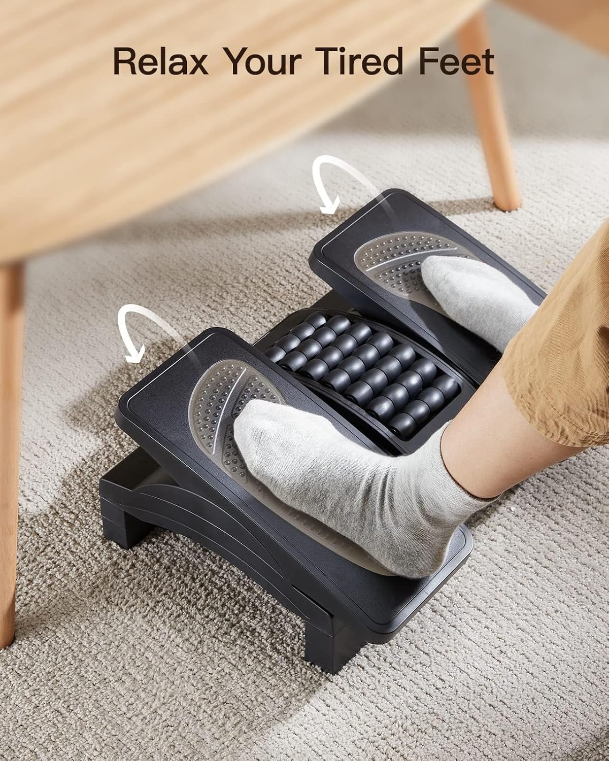 HUANUO Adjustable Foot Rest Under Desk with Massage Texture and Roller