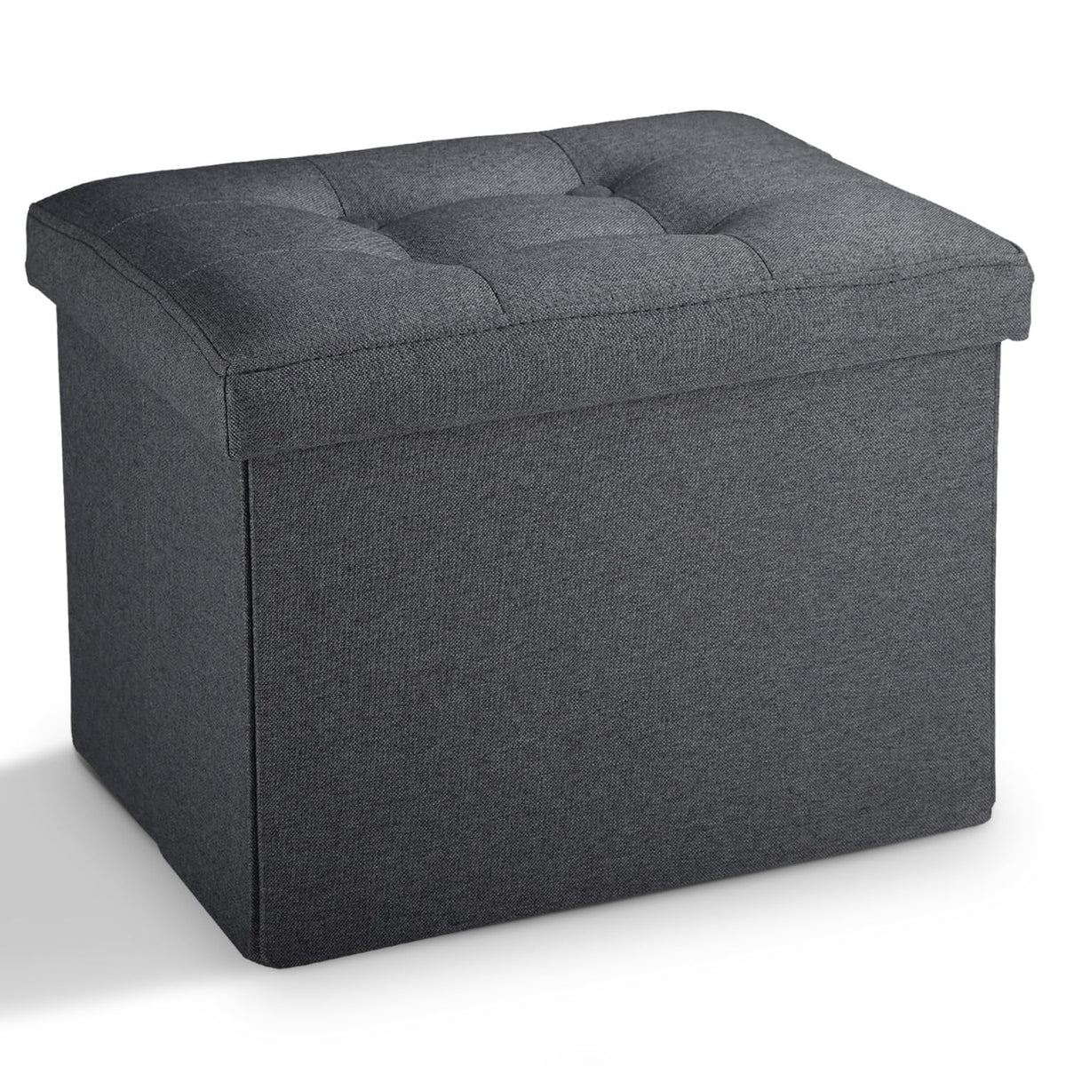 LINMAGCO Ottoman with Storage Small Foot Rest Stool Under Desk Stool Short Folding Footrest for Living Room Bedroom Home Office Dorm Dark Gray 16X12X12IN