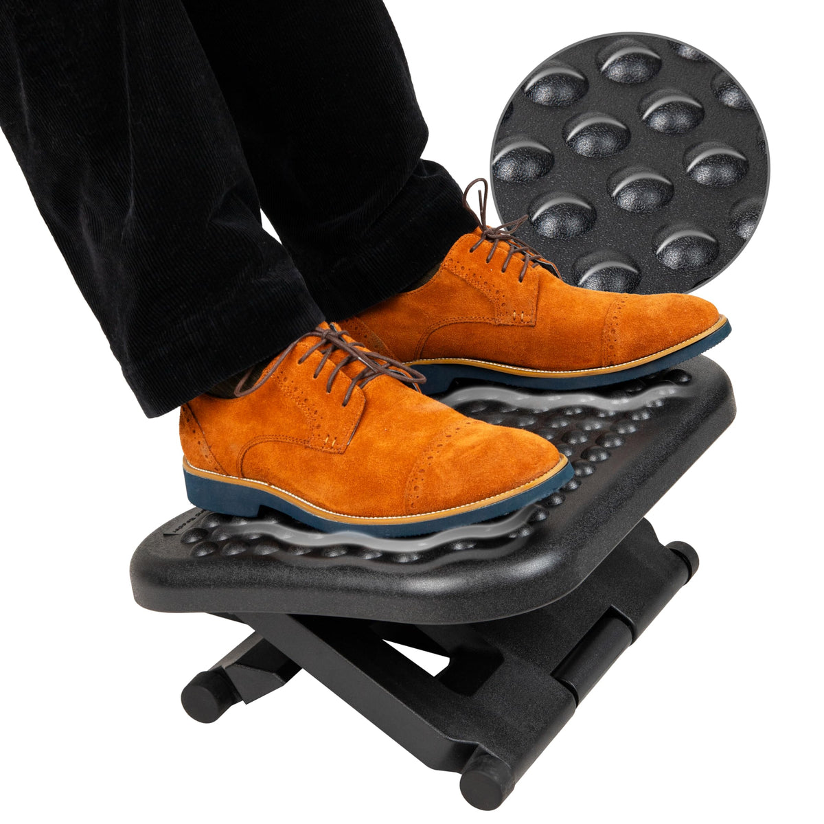 Mind Reader Foot Rest, Under Desk at Work, Ergonomic, Height Adjustable, Office, Plastic, Black