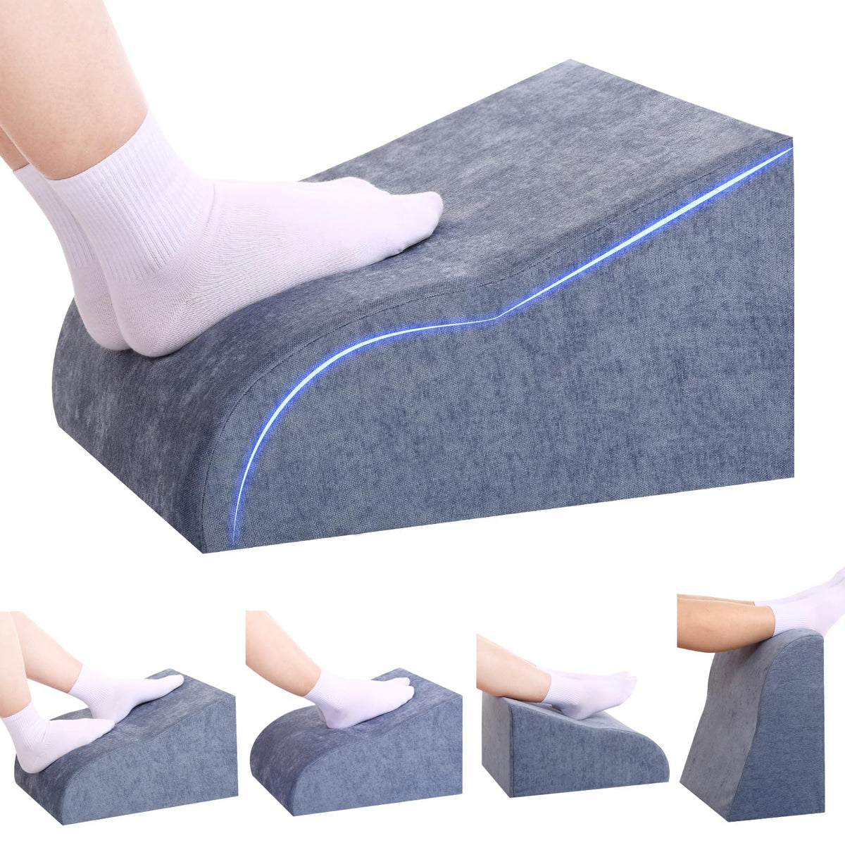Foot Rest for Under Desk at Work, Ergonomic Under Desk Footrest with Washable Cover for Office, Home & Gaming Leg Elevation Pillow Black