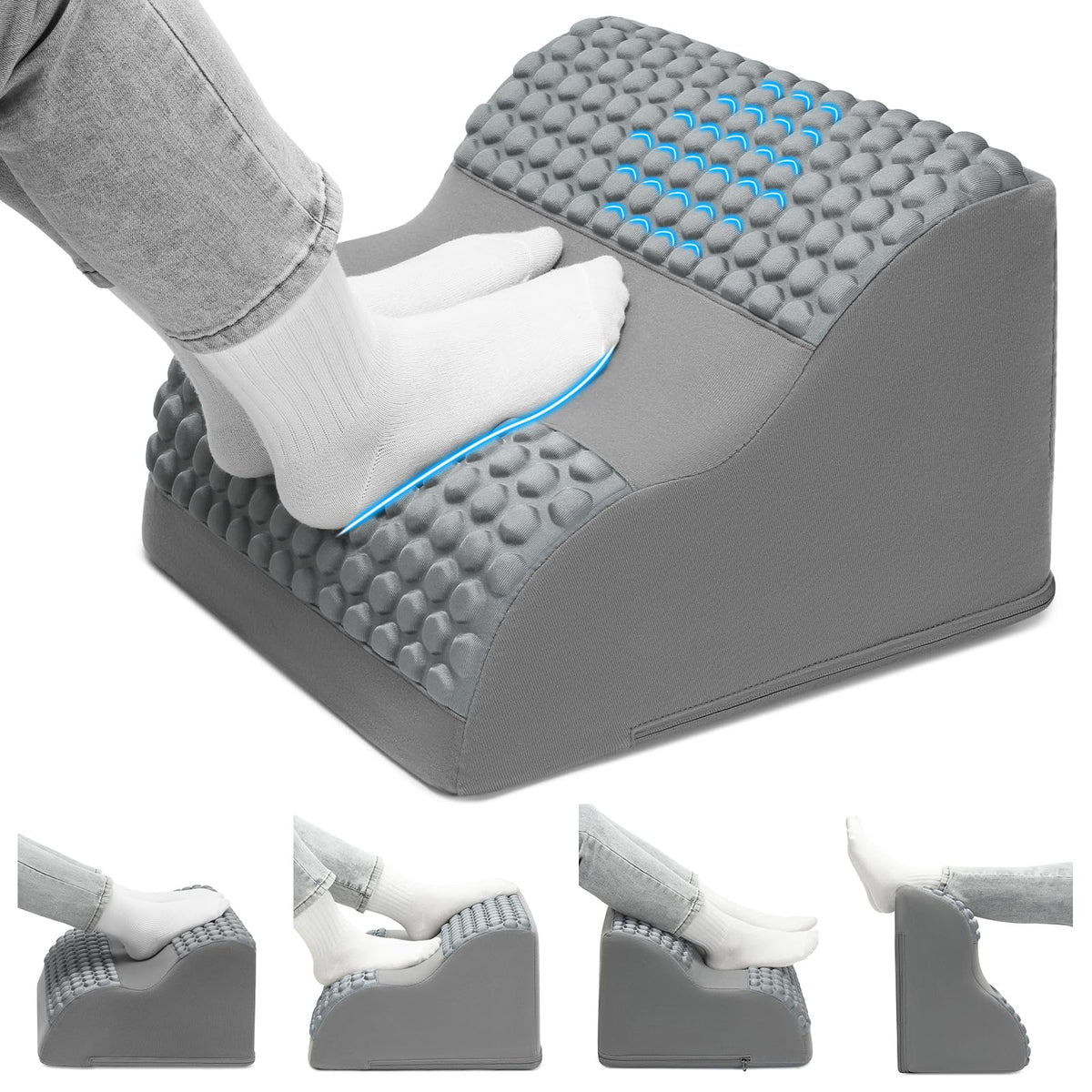 Foot Rest for Under Desk with Massage Dots, 3-Tier Foot Stool, Black