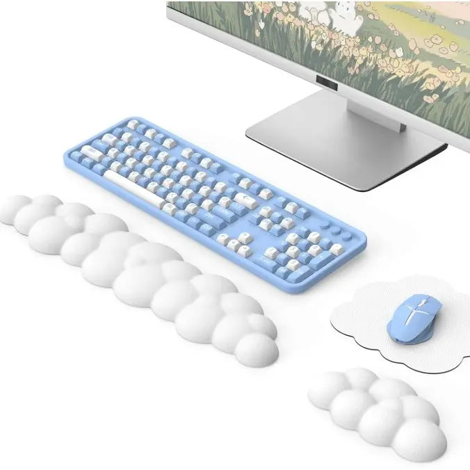 Ergonomic Cloud Keyboard Wrist Rest With Mouse Pad Set For Office Gaming Computer Laptop