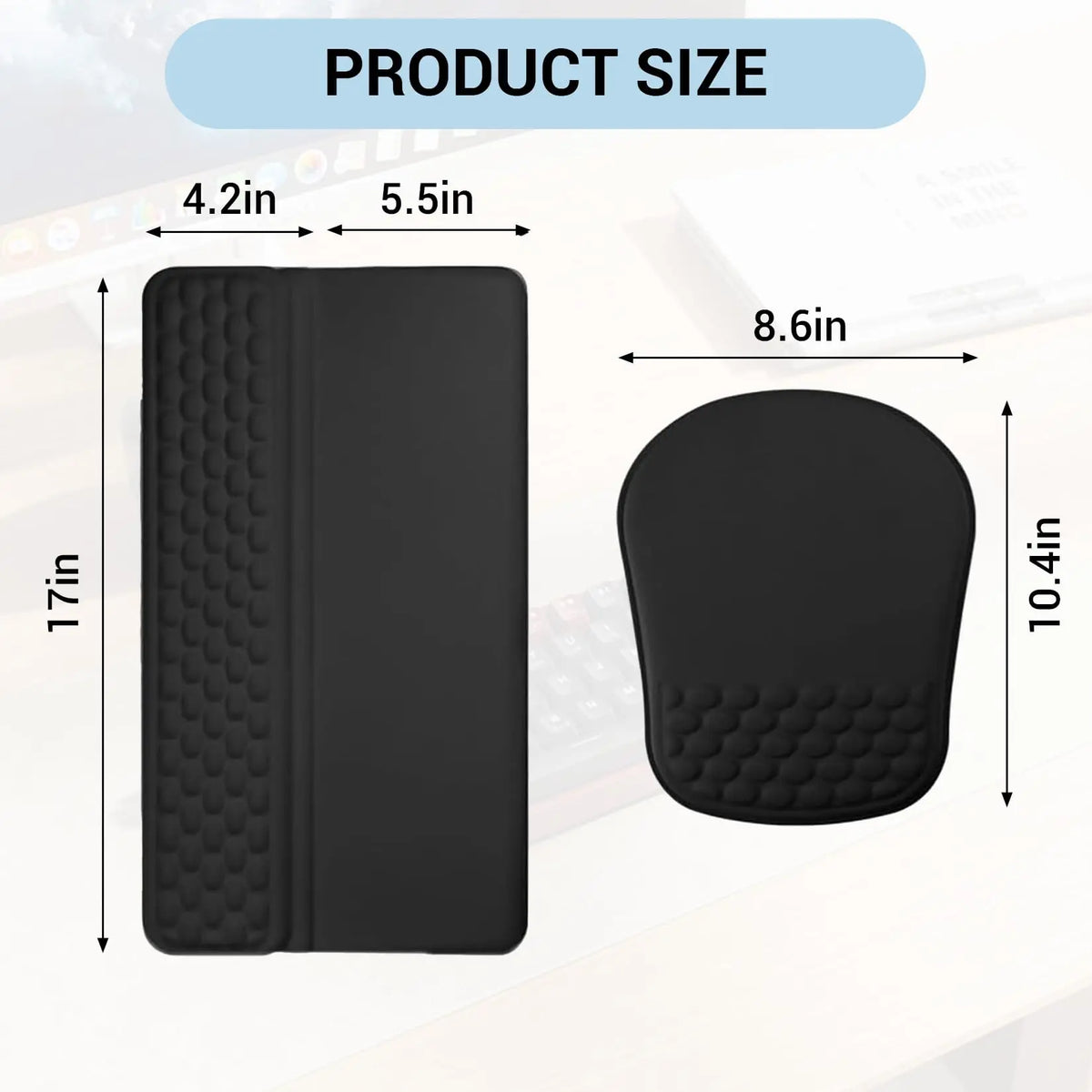 Gaomon 2-Pack Memory Foam Ergonomic Keyboard Wrist Rest & Mouse Pad Set - Massage Texture Grid, Non-Slip Base, Wrist Relief for Office, Gaming, Typing, Black,sohochic