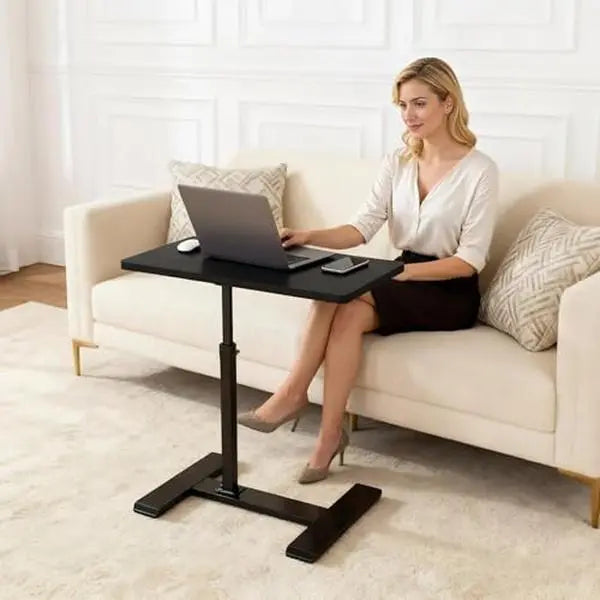 Height Adjustable Rolling Laptop Standing Desk - Ergonomic Laptop Stand, Desktop Stand Setup, Home Office/Classroom Overbed Table with 4 Hidden 360° Wheels, 1-Hand Height Adjustment, Tilting Cart (Black), Computer Stand For Laptop, High,sohochic