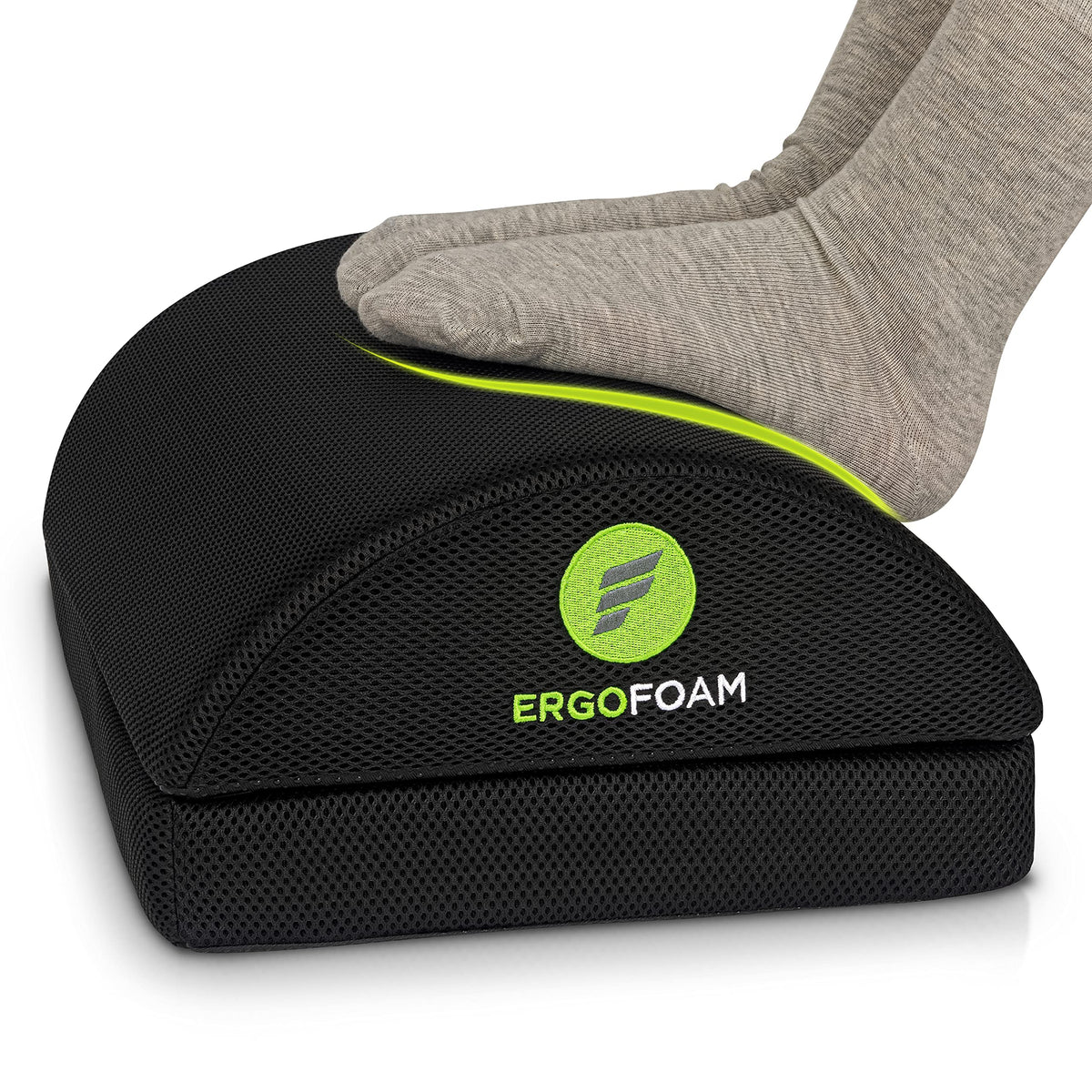 ErgoFoam Foot Rest for Under Desk at Work Adjustable - Chiropractor-Endorsed, High-Density Foam, Velvet (Black)