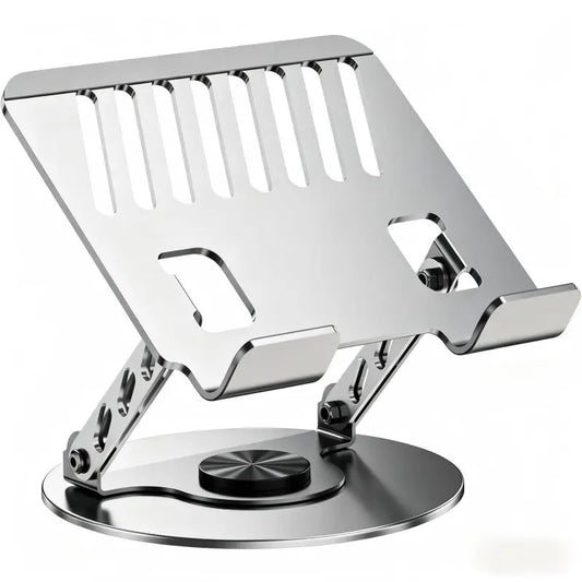 360 Rotating Laptop Stand for Desk, Ergonomic Height Adjustable, Swivel Aluminum Computer Riser with Heat Dissipation for 10-17.3 Inch Laptops, Anti Slip Base Desk Mount to Relieve Neck Strain, Home Office Desk Setup Essentials, Study Room College