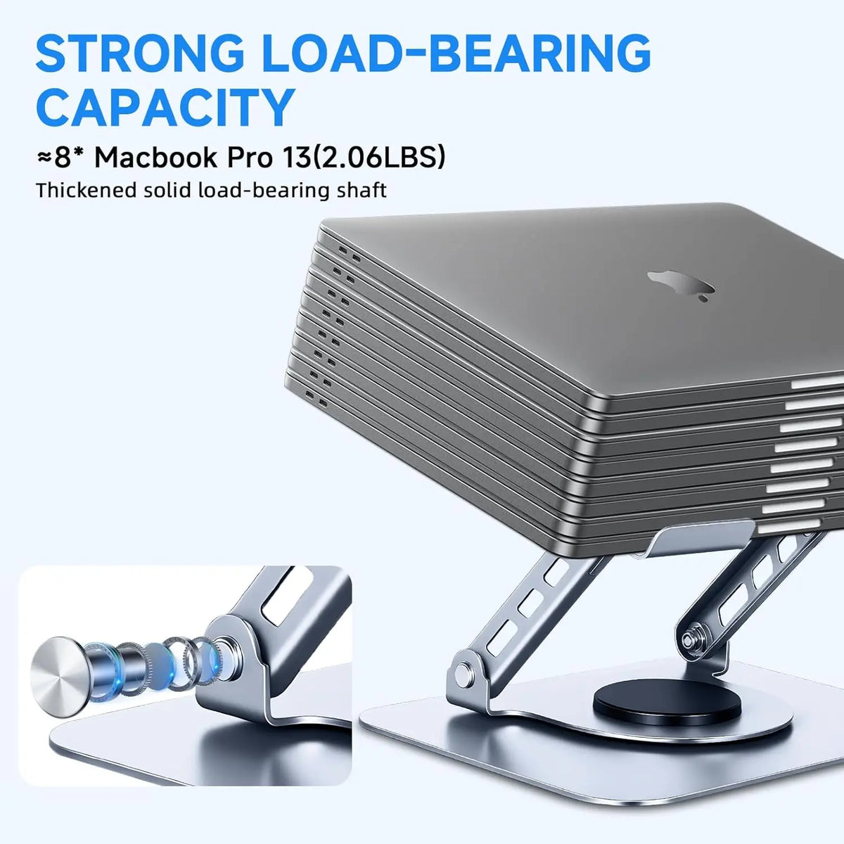 Adjustable Laptop Stand for Desk - 360° Rotating Base Ergonomic Computer Stand Aluminum Laptop Riser Foldable Protable for Office Home – Not for Gaming Laptops
