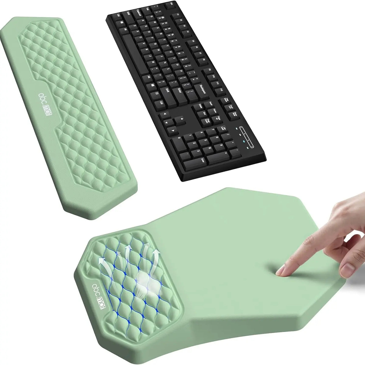 Ergonomic Mouse Pad and Keyboard Wrist Rest Support Set, Massage Design Mousepad for Carpal Tunnel Pain Relief, Memory Foam, Non-Slip PU Base for Computer Desk