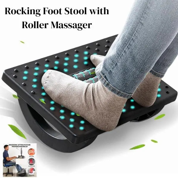 Ergonomic Under Desk Foot Rest with Rocking Foot Stool & Roller Massager – Footrest for Office, Gaming Chair, Computer Desk, Leg Support