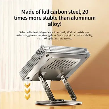 All-Metal Heavy Duty Carbon Steel Laptop Stand Holder - 360° Rotation, Height Adjust., 22 lbs Load Capacity, Portable Cooling-Focused Desktop Holder, Ideal Graduation Gift for Desk Use