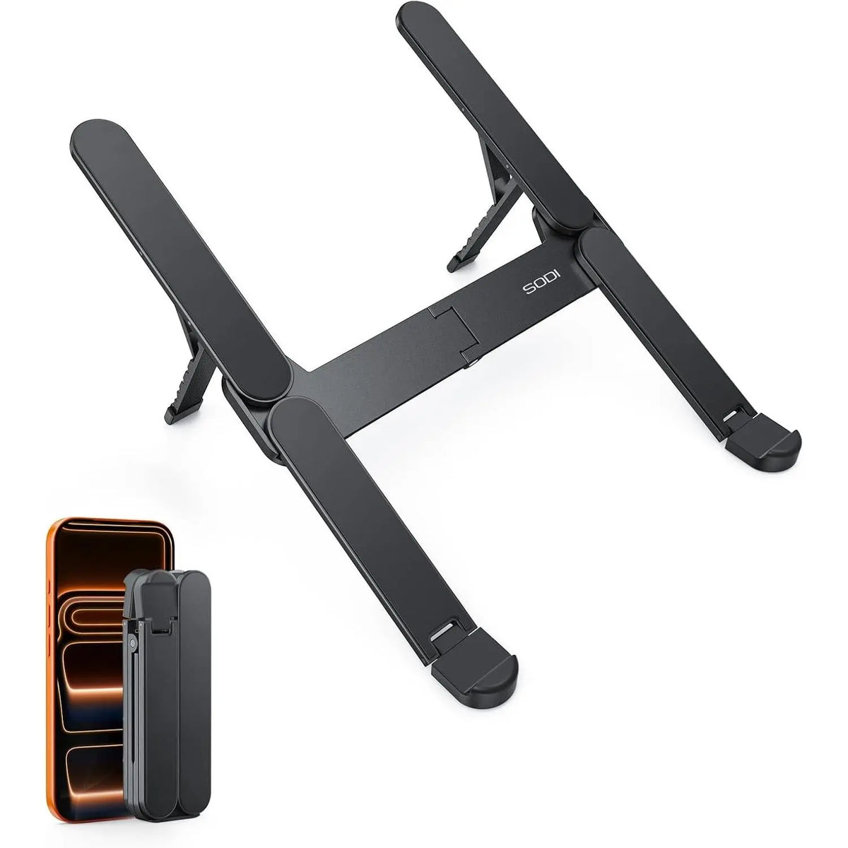 Ultra Compact Foldable & Portable Laptop Stand for Desk, Lightweight Tablet Stand for Business Travel, Library, Cafe, 6-Level Height Ergonomic Aluminum Computer Holder for 10-16" LaptopsGift