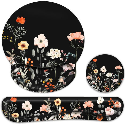 3Pcs/Set Mouse Pad with Wrist Rest and Keyboard Wrist Rest,Wrist Rest for Computer Keyboard Memory Foam Pain Relief with Non Slip Rubber Base for Office,Gaming,Computer,Laptop,Hand Tools Kits