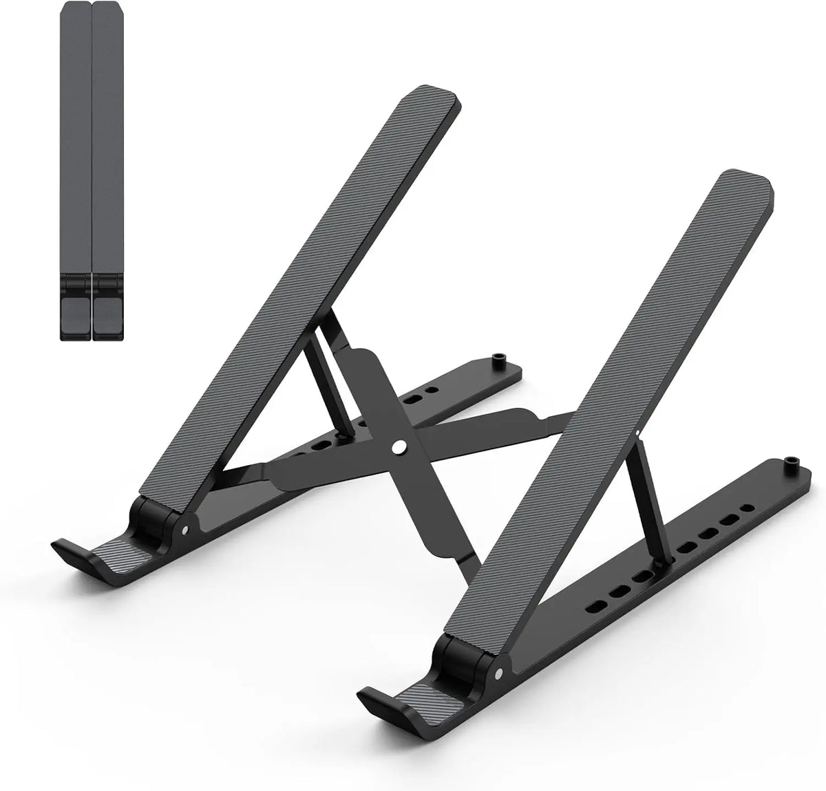 [New Deal] Laptop Stand for Desk, Adjustable Laptop Riser ABS+Silicone Foldable Portable Notebook Holder, Ventilated Cooling Notebook Mount Computer Stand for 10-15.6” Laptops,Tablets-Black