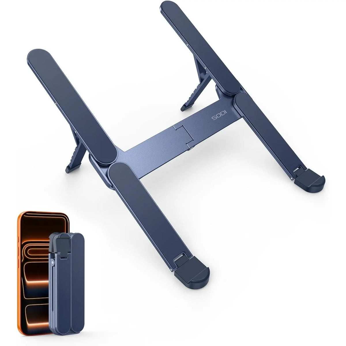 Ultra Compact Foldable & Portable Laptop Stand for Desk, Lightweight Tablet Stand for Business Travel, Library, Cafe, 6-Level Height Ergonomic Aluminum Computer Holder for 10-16" LaptopsGift