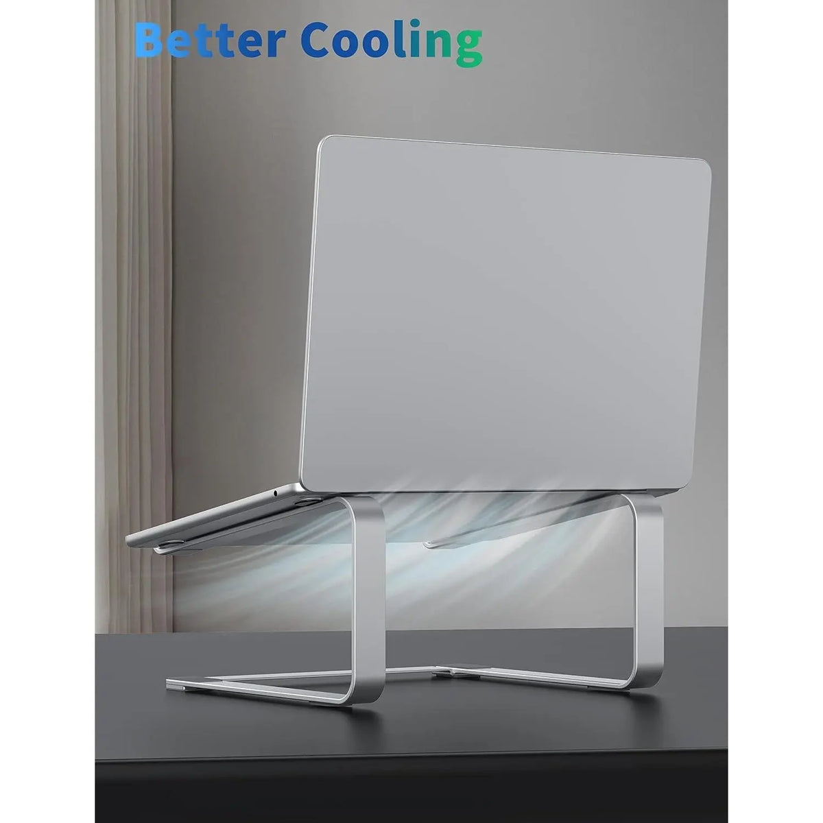 Ergonomic Metal Laptop Stand for Desk, Fits 12-17.3 Inch Laptops, Heavy Duty Stable Desktop Riser, Improves Eye Level & Workspace Organization, SilverGift
