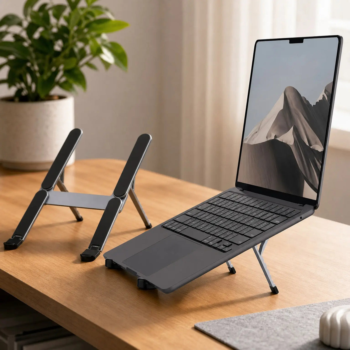Ultra Compact Foldable & Portable Laptop Stand for Desk, Lightweight Tablet Stand for Business Travel, Library, Cafe, 6-Level Height Ergonomic Aluminum Computer Holder for 10-16" LaptopsGift