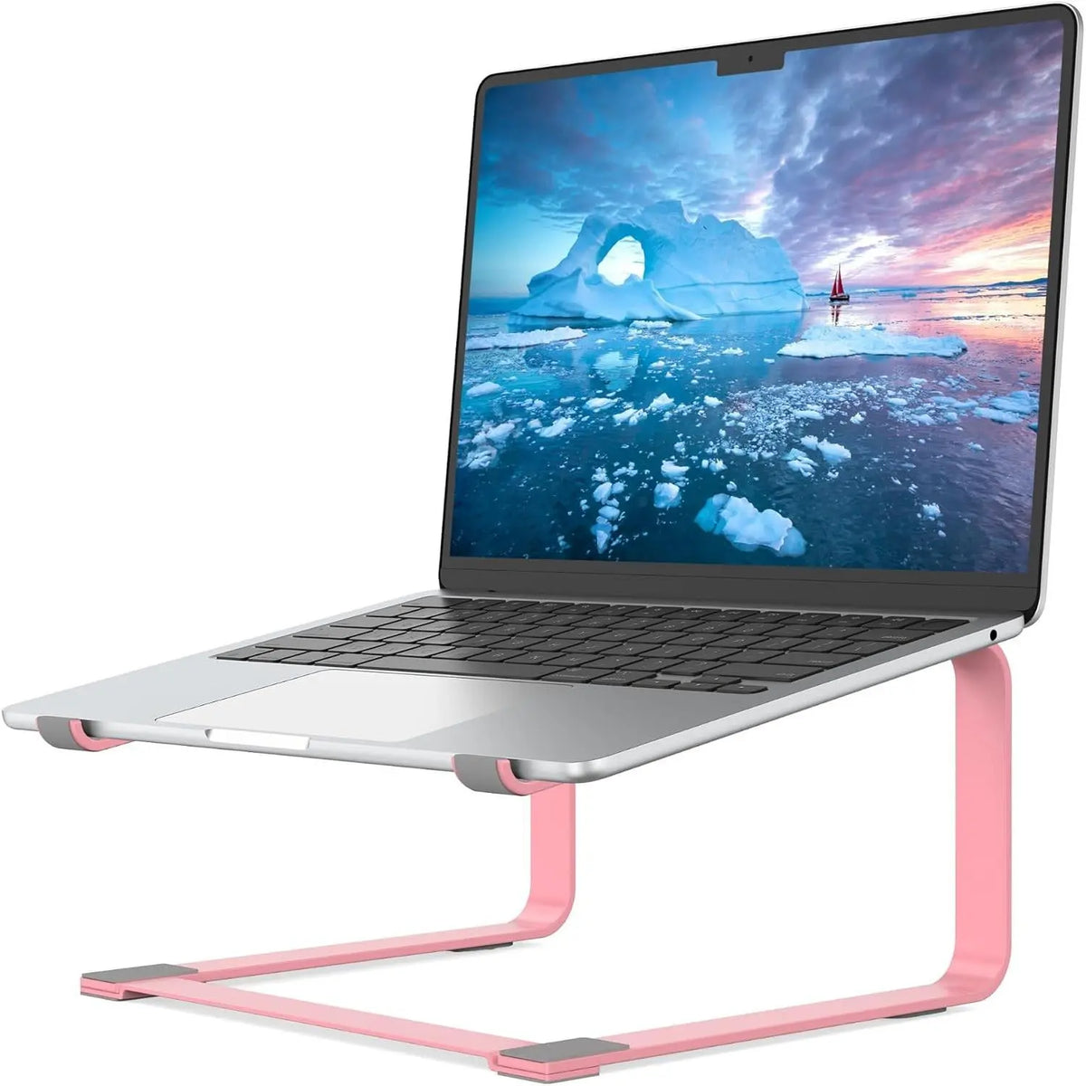 Ergonomic Metal Laptop Stand for Desk, Fits 12-17.3 Inch Laptops, Heavy Duty Stable Desktop Riser, Improves Eye Level & Workspace Organization, SilverGift