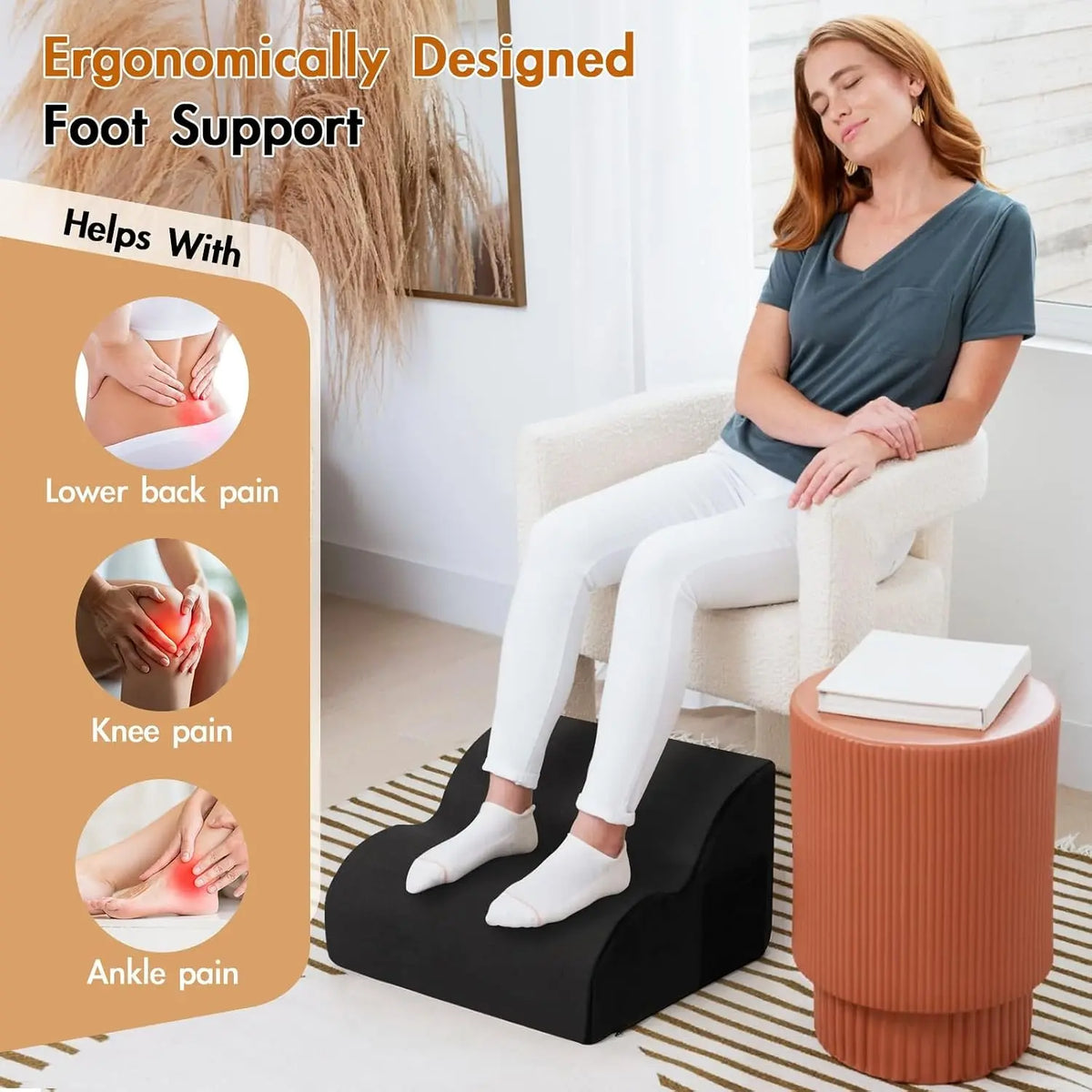 Ergonomic Under-Desk Foot Rest, Comfortable Office Foot Stool for Work