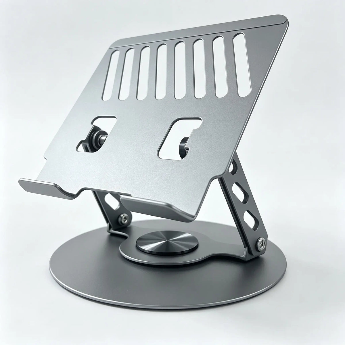 360° Rotation Aluminum Laptop Stand - 2-in-1 Multifunctional Hub, Height-Tilt Adjustable Ventilated Cooling Riser, Foldable Portable Matte Alloy Multi-Angle Holder for Gaming Laptops, Tablets, Home Office