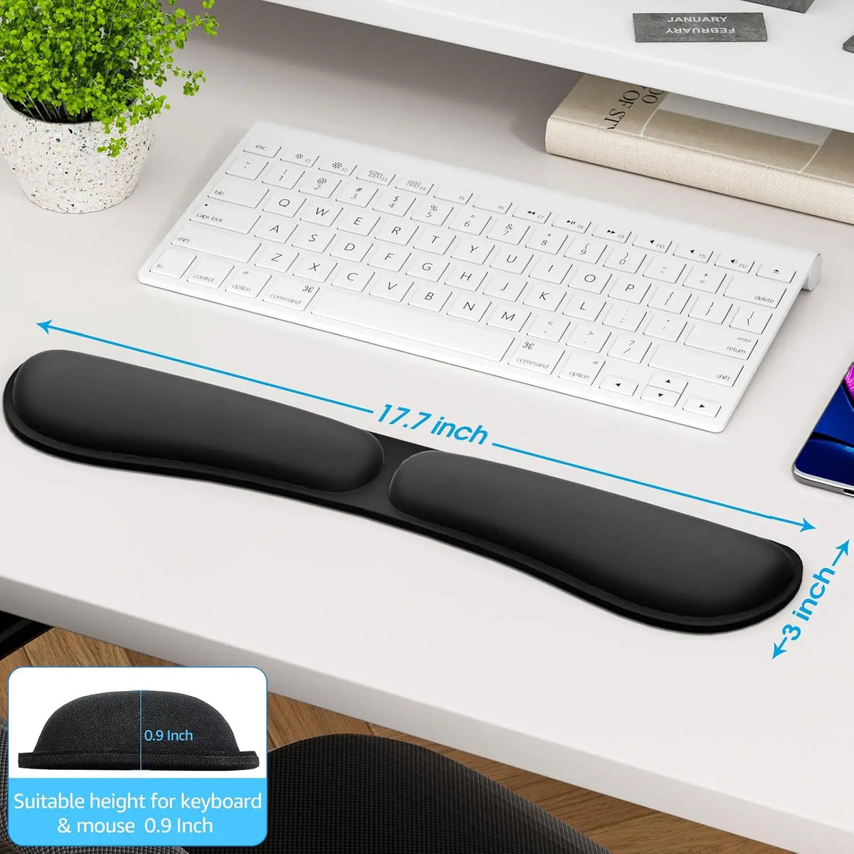 Memory Foam Keyboard Wrist Rest, Ergonomic Design, Non-Slip Base, Wrist Support for Office Use, Supports Wrists