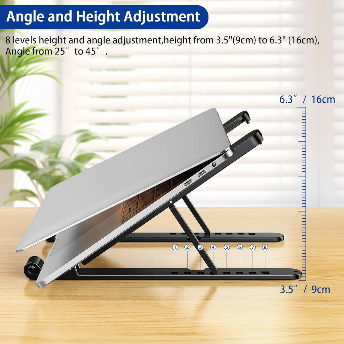 LS01 Pro  Laptop Stand, Plastic Laptop Riser, Portable and Adjustable Notebook Computer Holder Compatible with 10-15.6" Laptops (Black)