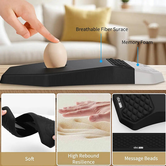 Ergonomic Mouse Pad and Keyboard Wrist Rest Support Set, Massage Design Mousepad for Carpal Tunnel Pain Relief, Memory Foam, Non-Slip PU Base for Computer Desk