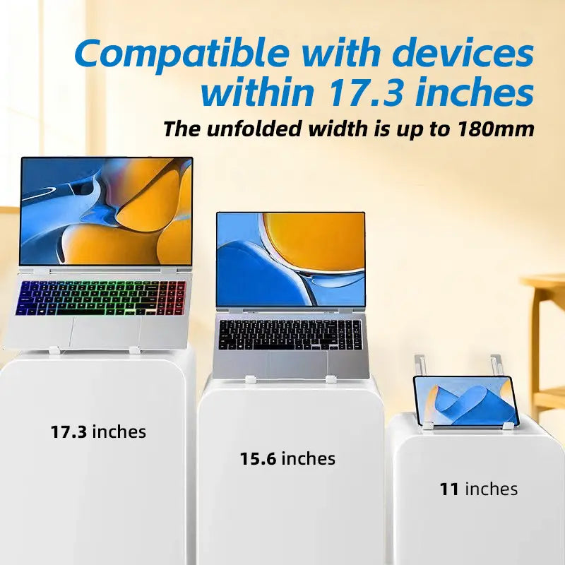 Aluminum Alloy Laptop Stand for Desk - 6 Adjustable Angles, Ergonomic Design, Foldable for Portability, Compatible with 10-15.6 in Laptops and Tablets