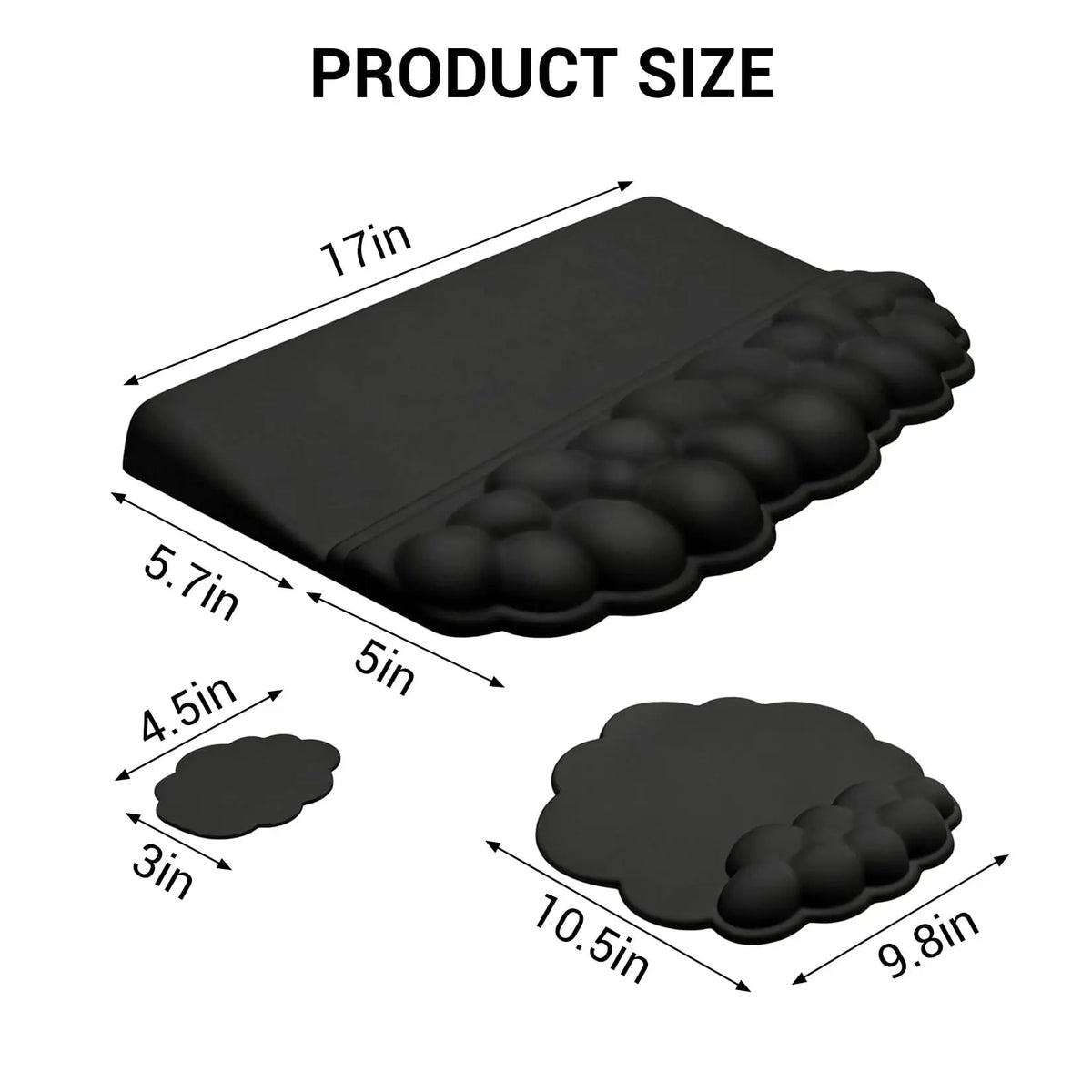 Gaomon 3-in-1 Ergonomic Cloud Shape Wrist Rest Set for Keyboard and Mouse - Memory Foam Support - Non-Slip PU Leather - Cleaning-Friendly - Minimalist Design - Stays Put Grip - Office Typing Ease Pain Relief