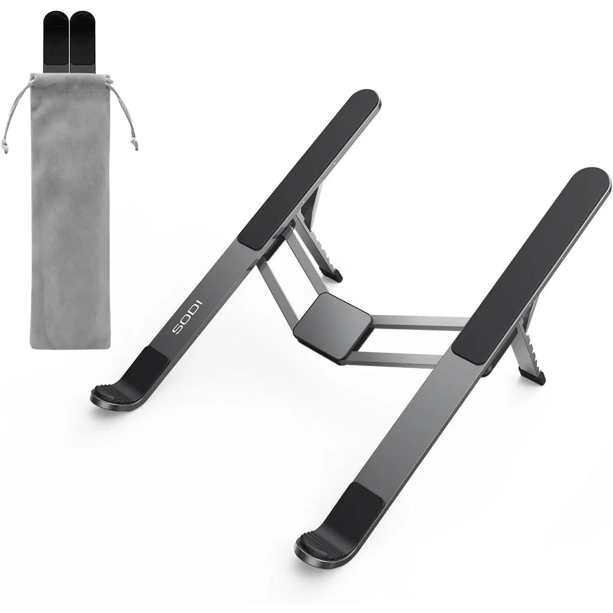 Ultra Compact Foldable & Portable Laptop Stand for Desk, Lightweight Tablet Stand for Business Travel, Library, Cafe, 6-Level Height Ergonomic Aluminum Computer Holder for 10-16" LaptopsGift