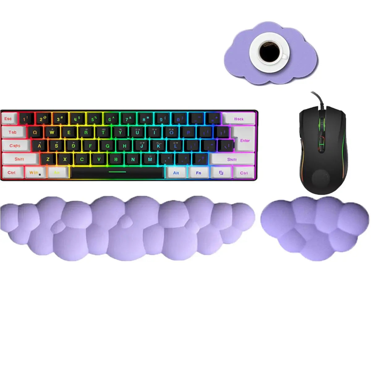 XWLR Cloud Pattern Gaming Mouse Pad and Keyboard Wrist Rest, Ergonomic Design Mouse Pad with Wrist Rest, Non-slip Soft Mouse Pad for Office Home, Non Slip Mousepad, Mouse Mat