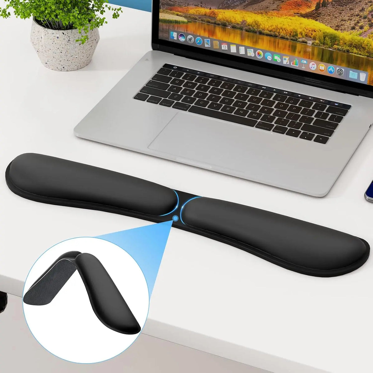 Memory Foam Keyboard Wrist Rest, Ergonomic Design, Non-Slip Base, Wrist Support for Office Use, Supports Wrists