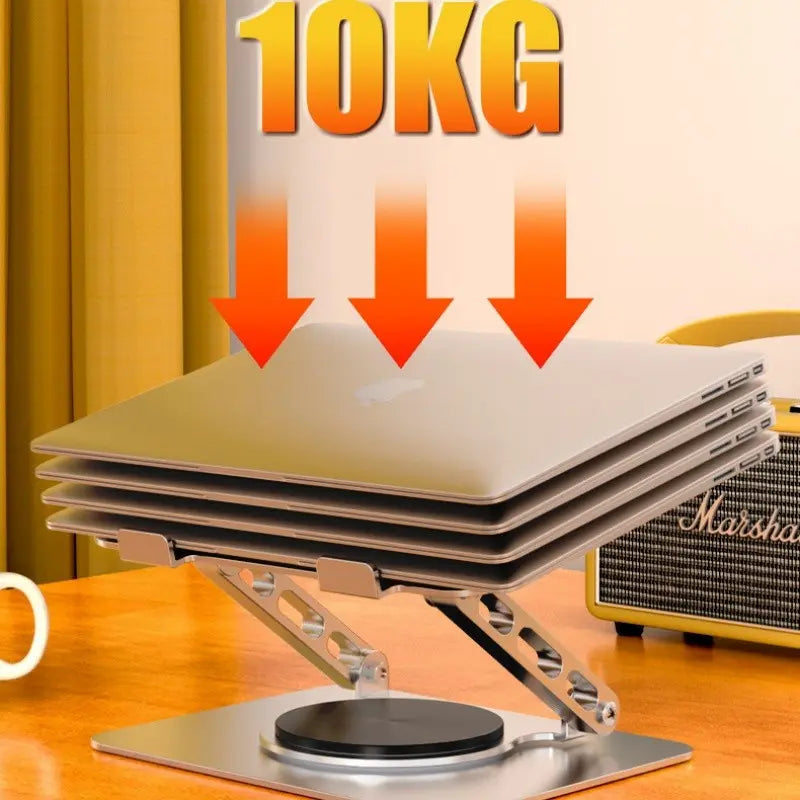 Adjustable Laptop Stand for Desk, 360° Rotating Base, Ergonomic Riser for Macbook Pro Air, Compatible with 10-15.6" Laptops
