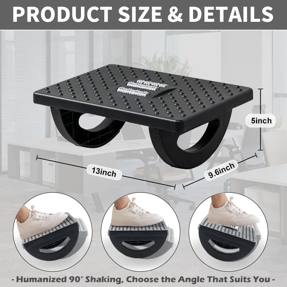 Foot Rest for Under Desk at Work - Ergonomic Foot Stools for Under Office Desk - Rocking Footrest with Roller Massager - Leg Rest for Chair, Computer Gaming -13" L x 9.6" W x 5" H