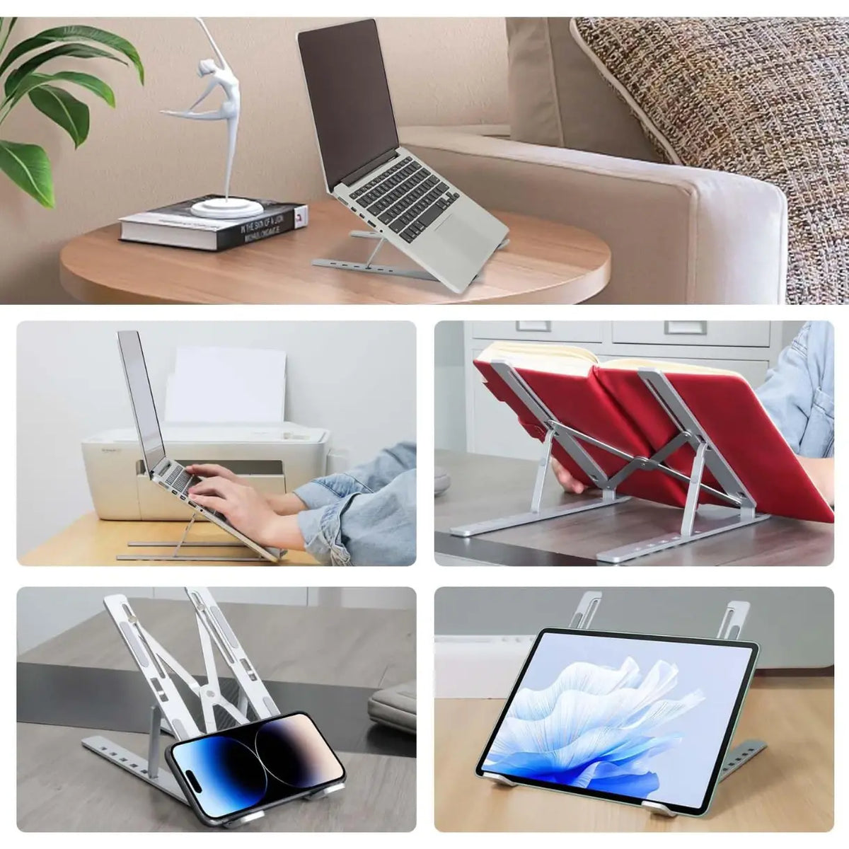 Laptop Stand for Desk, Aluminum Alloy-Laptop, 6-Level Adjusment, Ventilation and Heat Dissipation, Sturdy and Durable, Silver (8-16”)