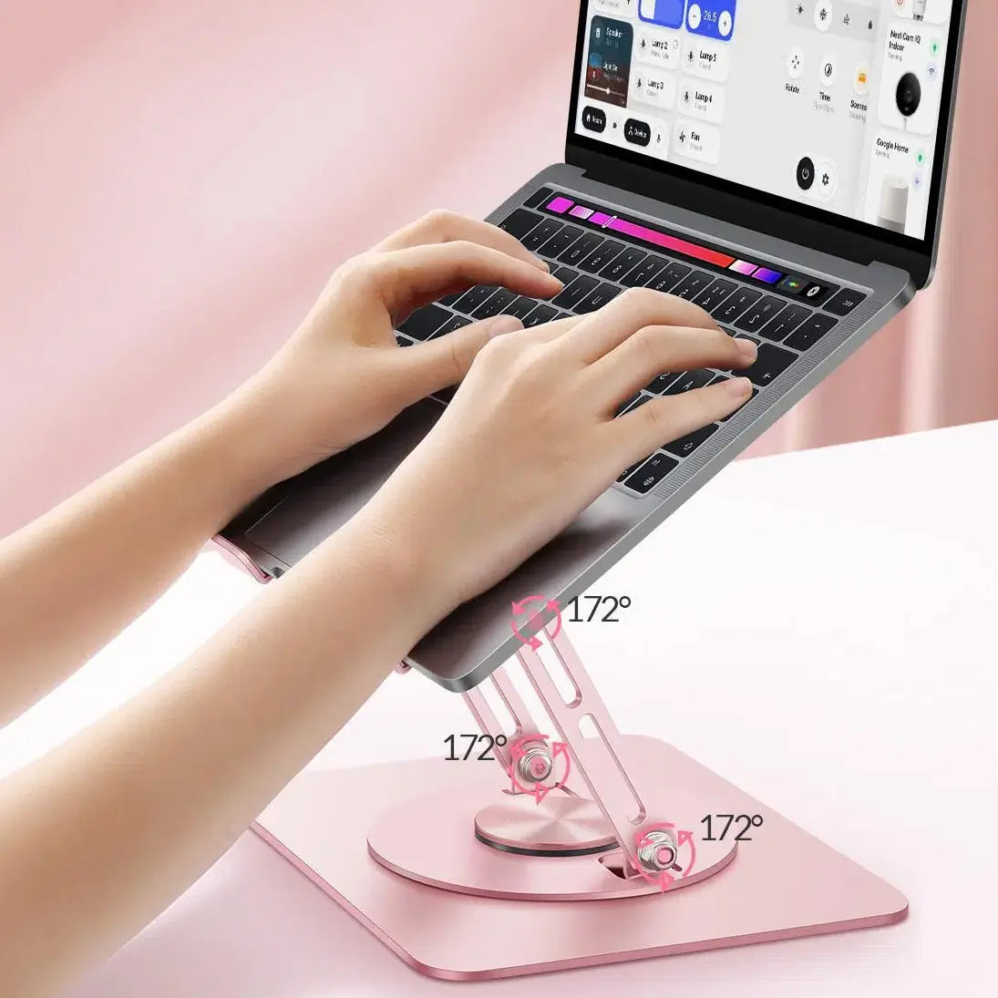 Vaydeer Adjustable Rotating Laptop & Tablet Stand - 360° Rotation Base, Foldable Ergonomic Monitor Riser, Office Accessories for Ipads, MacBook & More, Official Setup Display Stand