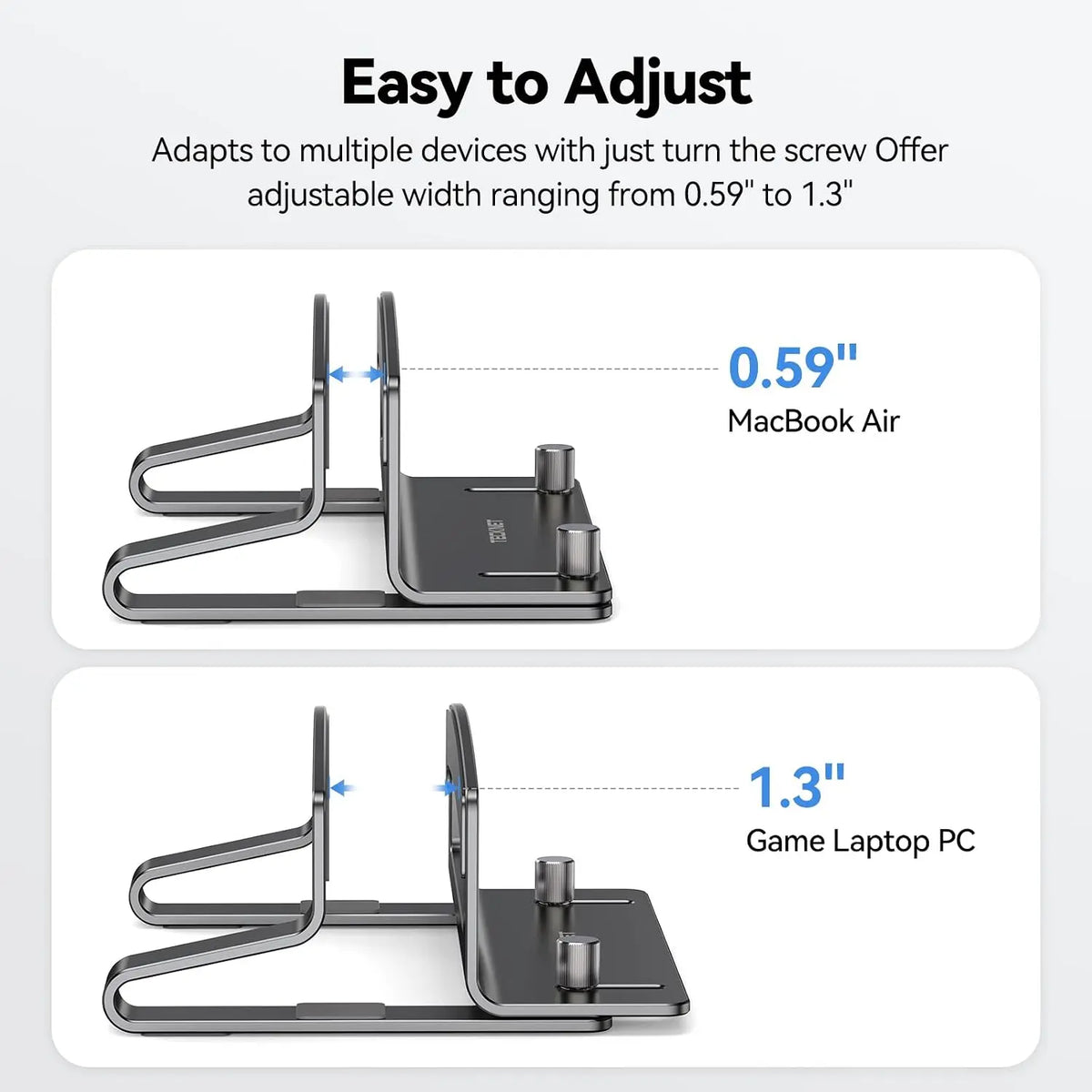 Vertical Laptop Stand, Adjustable  Laptop Stand (Fits Up to 17.3"), Space-Saving Vertical Stand with Non-Slip & Scratch-Resistant , Compatible with MacBook Pro/Air, ,
